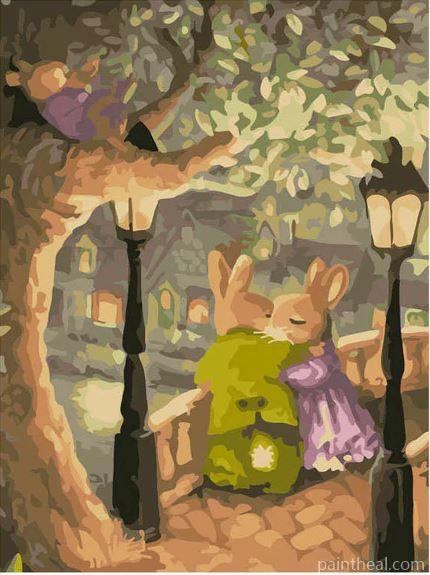 Romantic Bunnies Couple Painting By Numbers Kits