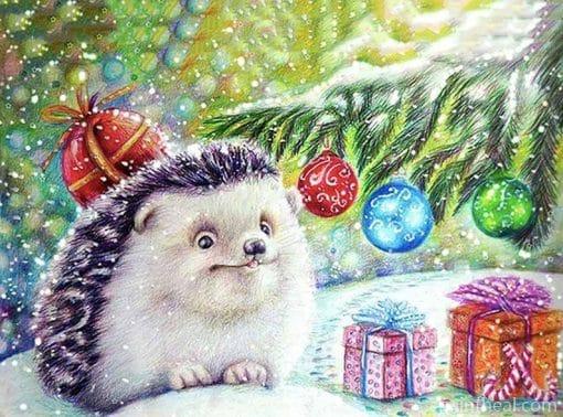 Christmas Hedgehog – 5D Diamond Painting Painting By Numbers Kits