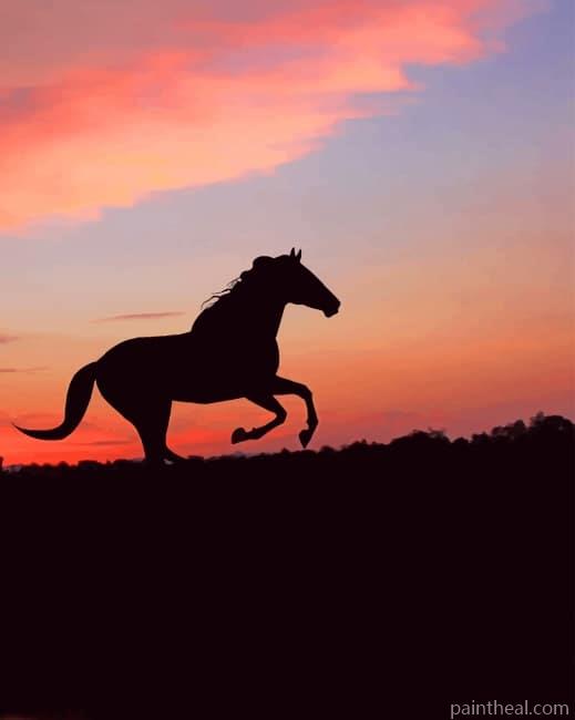 Horse Silhouette Sunset Painting By Numbers Kits