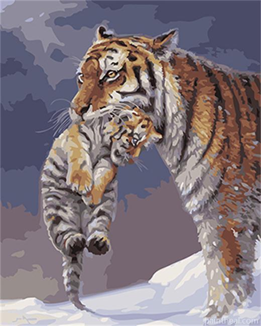 Tiger with Cub Painting By Numbers Kits