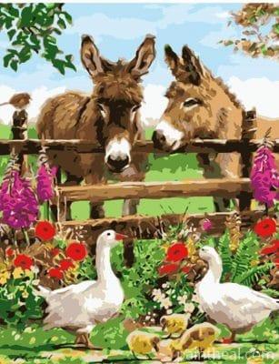 Donkeys In Farm – 5D Diamond Paintings Painting By Numbers Kits