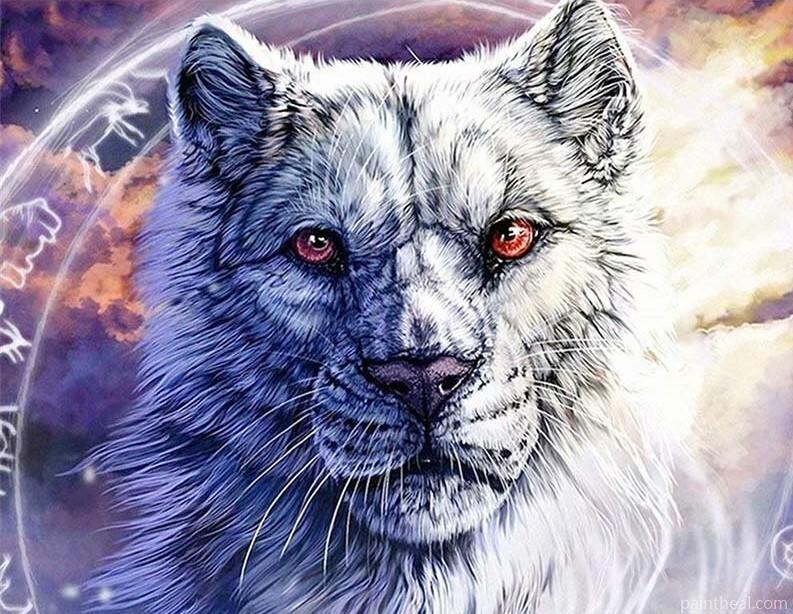White Little Tiger Painting By Numbers Kits