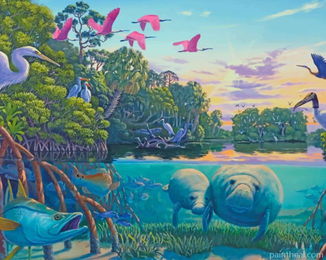 Aesthetic Manatees Painting By Numbers Kits