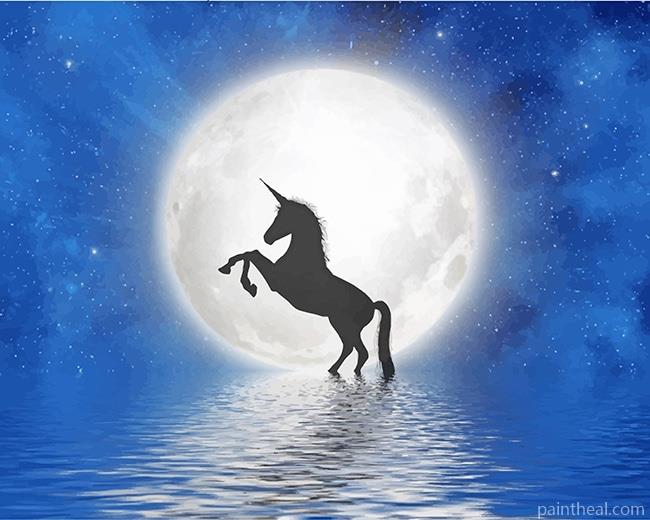 Unicorn Moon Silhouette Painting By Numbers Kits