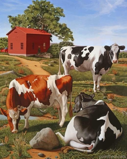 Black And Brown Cows Painting By Numbers Kits