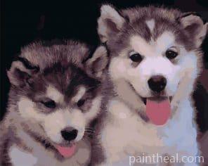 Puppies Of Husky – Animals 5D Diamond Painting Painting By Numbers Kits