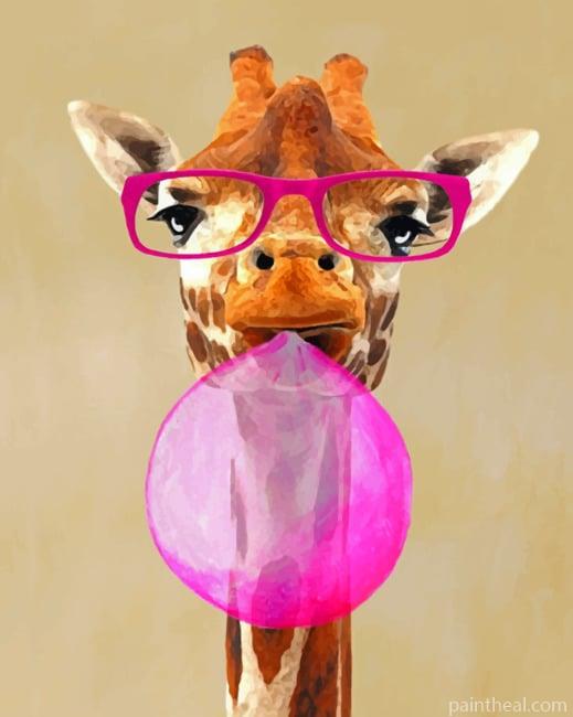 Giraffe With Bubblegum Painting By Numbers Kits