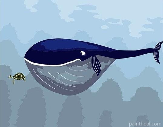 Blue Whale And Little Turtle Painting By Numbers Kits