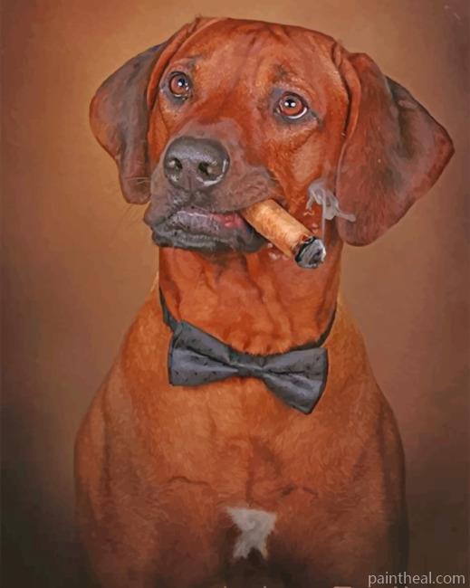Rhodesian Ridgeback Smoking Painting By Numbers Kits