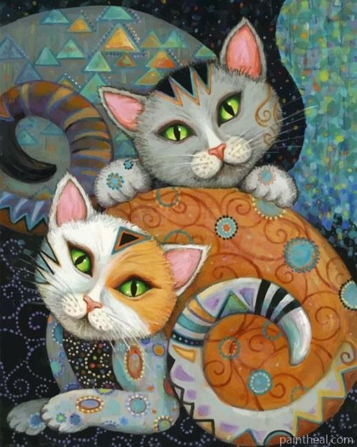 Folk Art Cats Painting By Numbers Kits