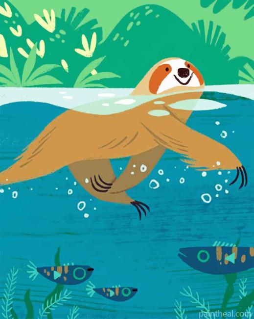 Swimming Sloth Painting By Numbers Kits
