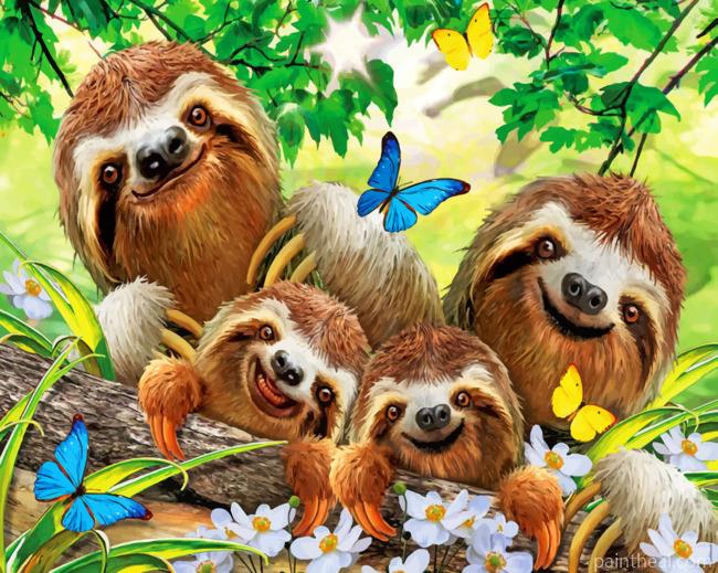 Sloths Family Painting By Numbers Kits
