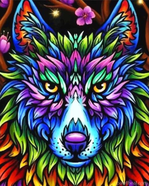 Colorful Art Wolf Painting By Numbers Kits