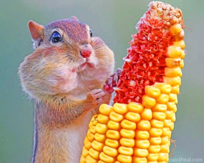 Squirrel Eating Corn Painting By Numbers Kits