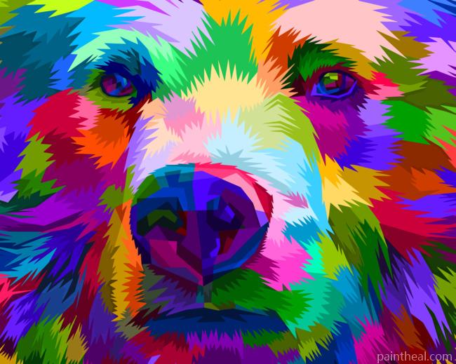 Colorful Bear Face Painting By Numbers Kits