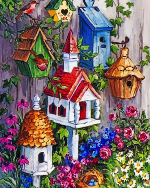 Bird House Cottage Painting By Numbers Kits