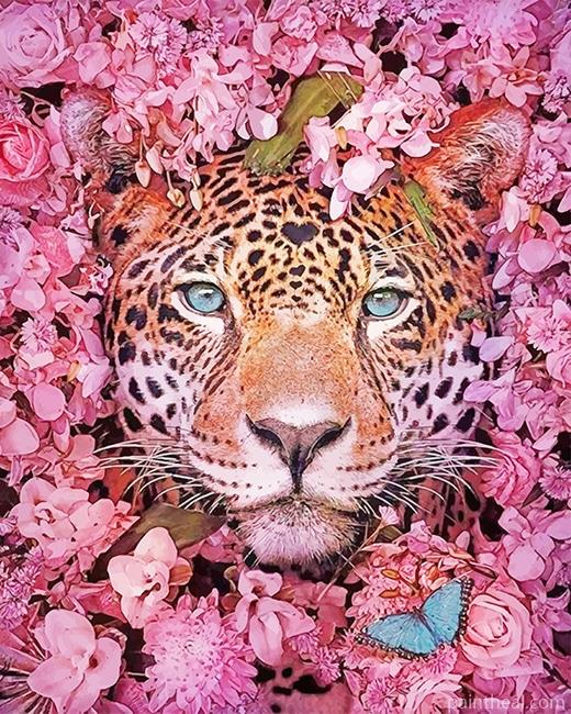 Tiger Pink Flowers Painting By Numbers Kits