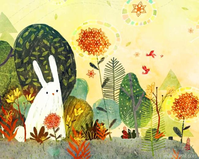 Cute Hare Illustration Painting By Numbers Kits