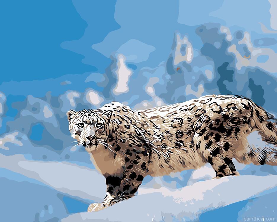 Snow Leopard In Winter – 5D Diamond Painting Painting By Numbers Kits