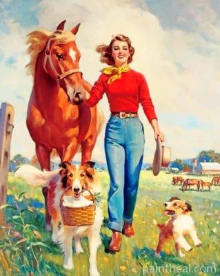 Woman With Her Animals Painting By Numbers Kits