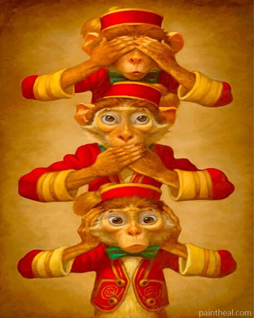 Three Wise Monkeys Painting By Numbers Kits