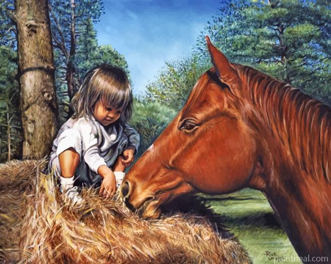 Baby Girl And Brown Painting By Numbers Kits