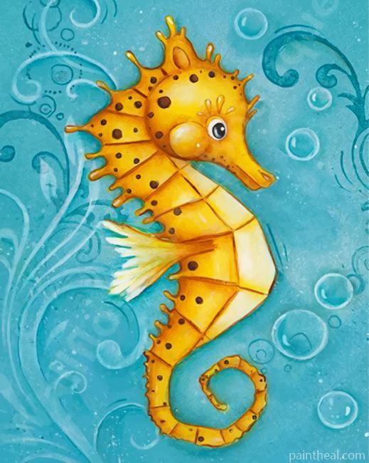Cute Yellow Seahorse Painting By Numbers Kits