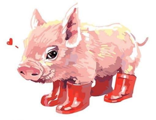 Pink Pig – 5D Diamond Painting Painting By Numbers Kits