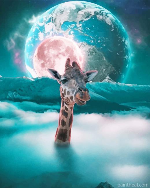 Moon Giraffe Painting By Numbers Kits