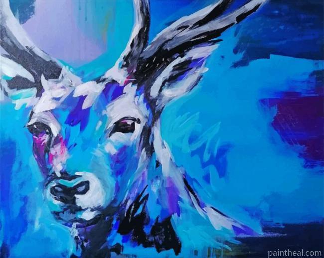 Blue Abstract Deer Painting By Numbers Kits
