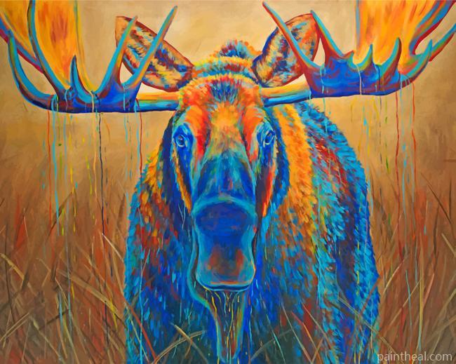Colorful Moose Animal Painting By Numbers Kits