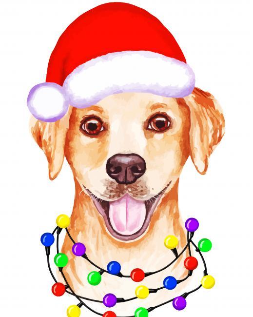 Labrador Retriever Dog With Christmas Lights Painting By Numbers Kits