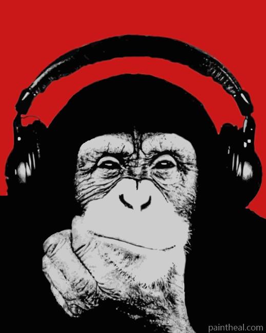 Monkey Headphones Painting By Numbers Kits