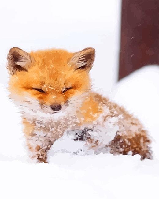 Snow Baby Fox Painting By Numbers Kits