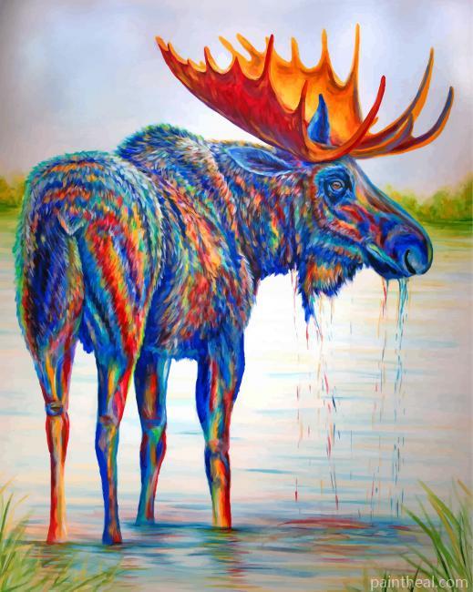 Colorful Moose Art Painting By Numbers Kits