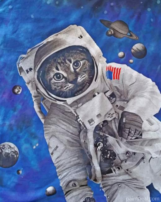 Astronaut Cat Animal Painting By Numbers Kits