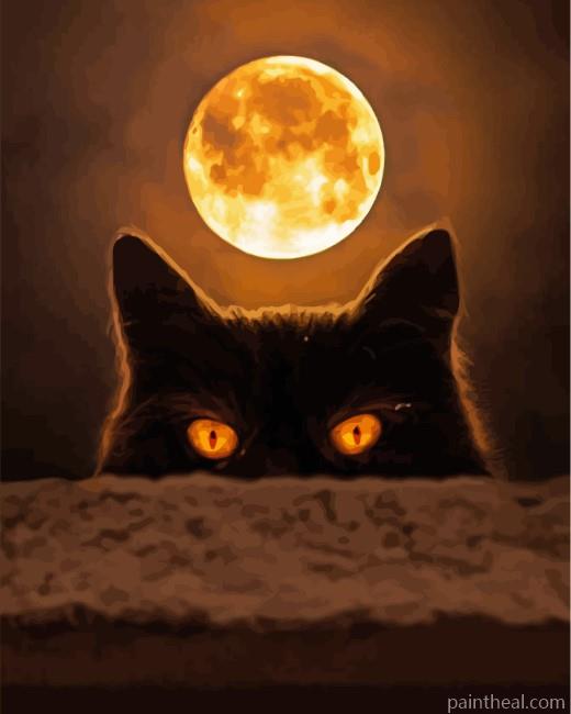 Cat Moon Painting By Numbers Kits