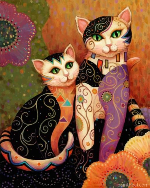 Folk Cats Painting By Numbers Kits