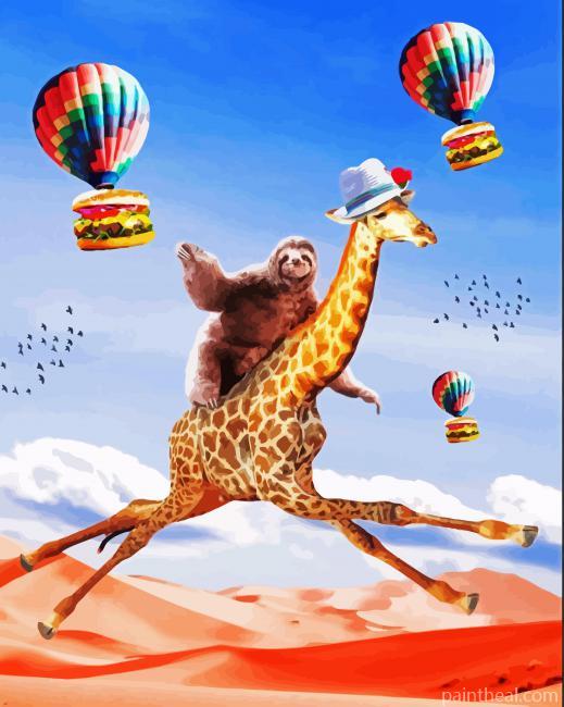 Sloth And Giraffe Painting By Numbers Kits