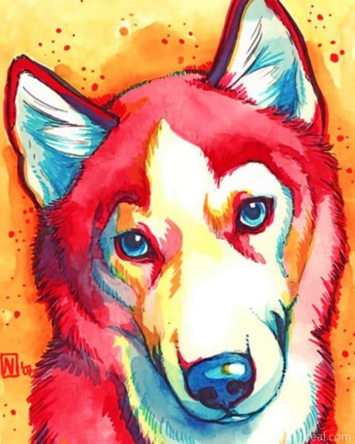 Red Husky Pop Art – 5D Diamond Painting Painting By Numbers Kits