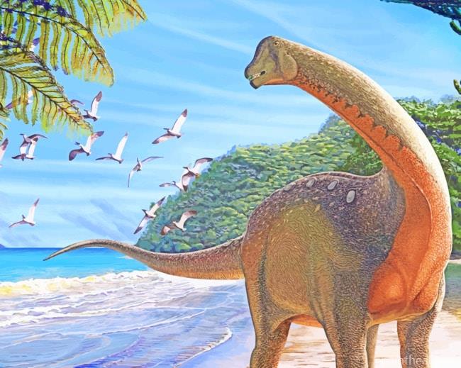 Dinosaur In The Beach Painting By Numbers Kits