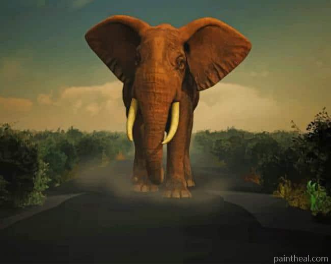 Elephant In Road Painting By Numbers Kits