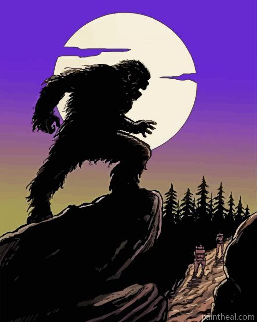 Scary Bigfoot Silhouette Painting By Numbers Kits