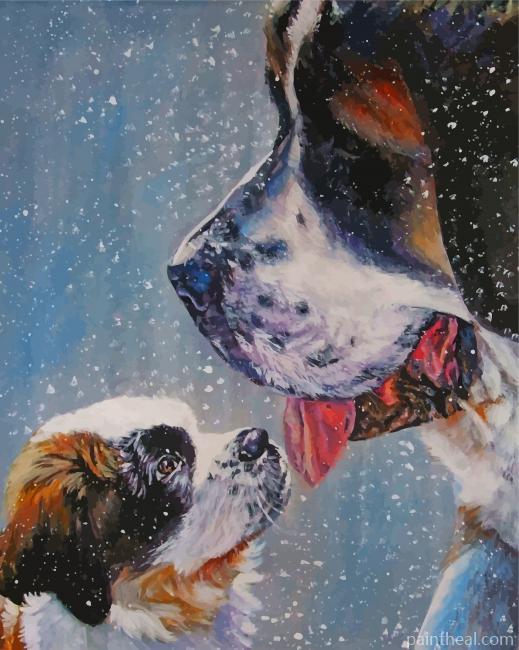 Saint Bernard Dogs Painting By Numbers Kits