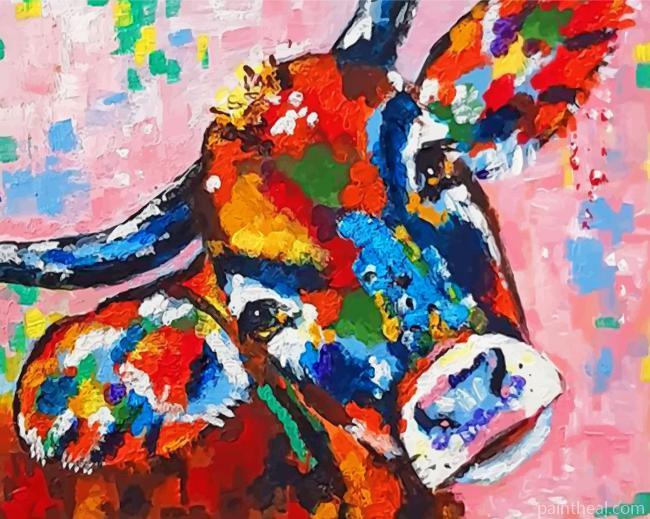 Colorful Abstract Cow Painting By Numbers Kits