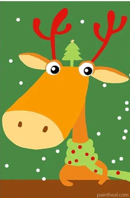 Cartoon Christmas Elk Painting By Numbers Kits