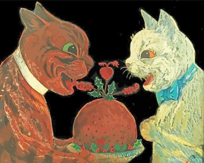 Brown And White Cats By Louis Wain Painting By Numbers Kits