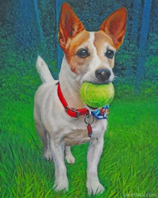 Jack Russell Carrying A Ball Painting By Numbers Kits