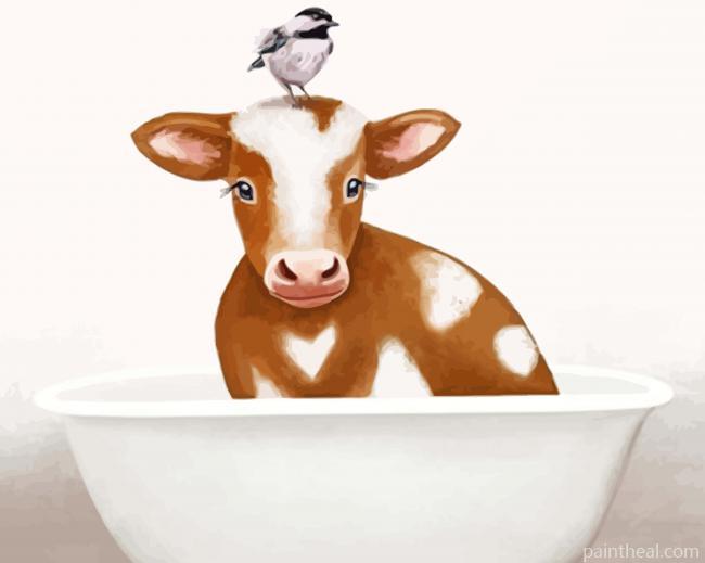 Cow In Bathub Painting By Numbers Kits