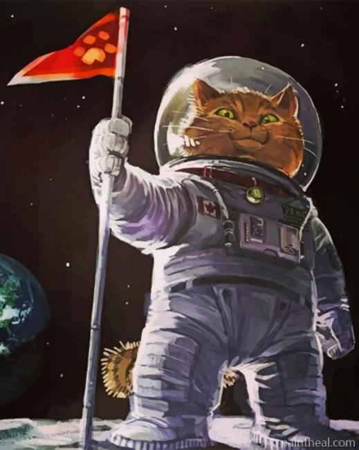 Aesthetic Astronaut Cat Painting By Numbers Kits